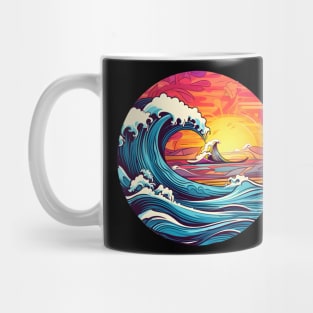 Vibrant Sunset Surf with Majestic Ocean Waves Mug